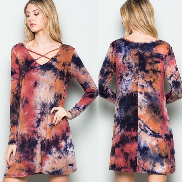 NWT BOUTIQUE DRESS TIE DYE GYPSY BOHEMIAN BOHO S-L - Picture 2 of 4